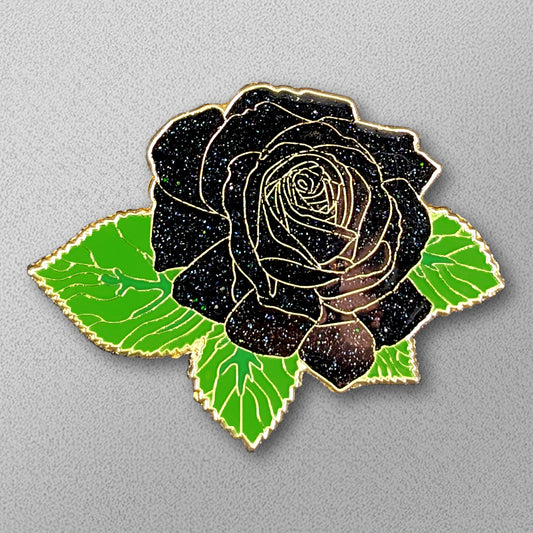 Black Rose Blossom Enamel Pin
