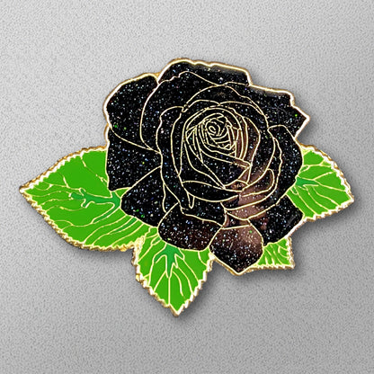 Black Rose Blossom Enamel Pin