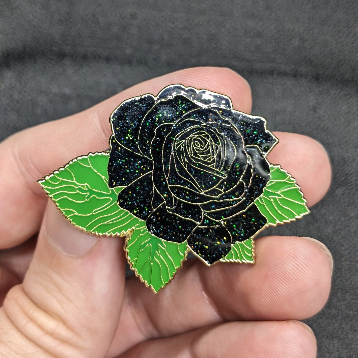 Black Rose Blossom Enamel Pin