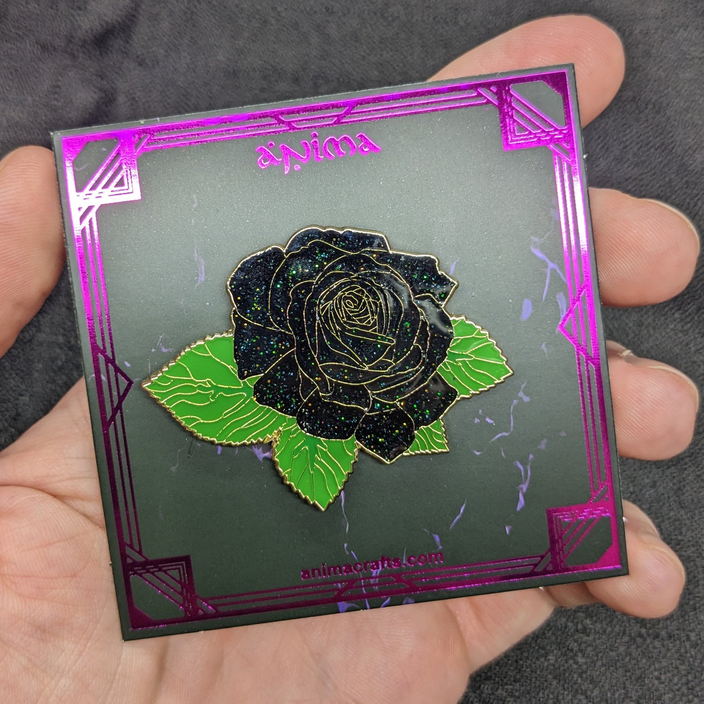 Black Rose Blossom Enamel Pin