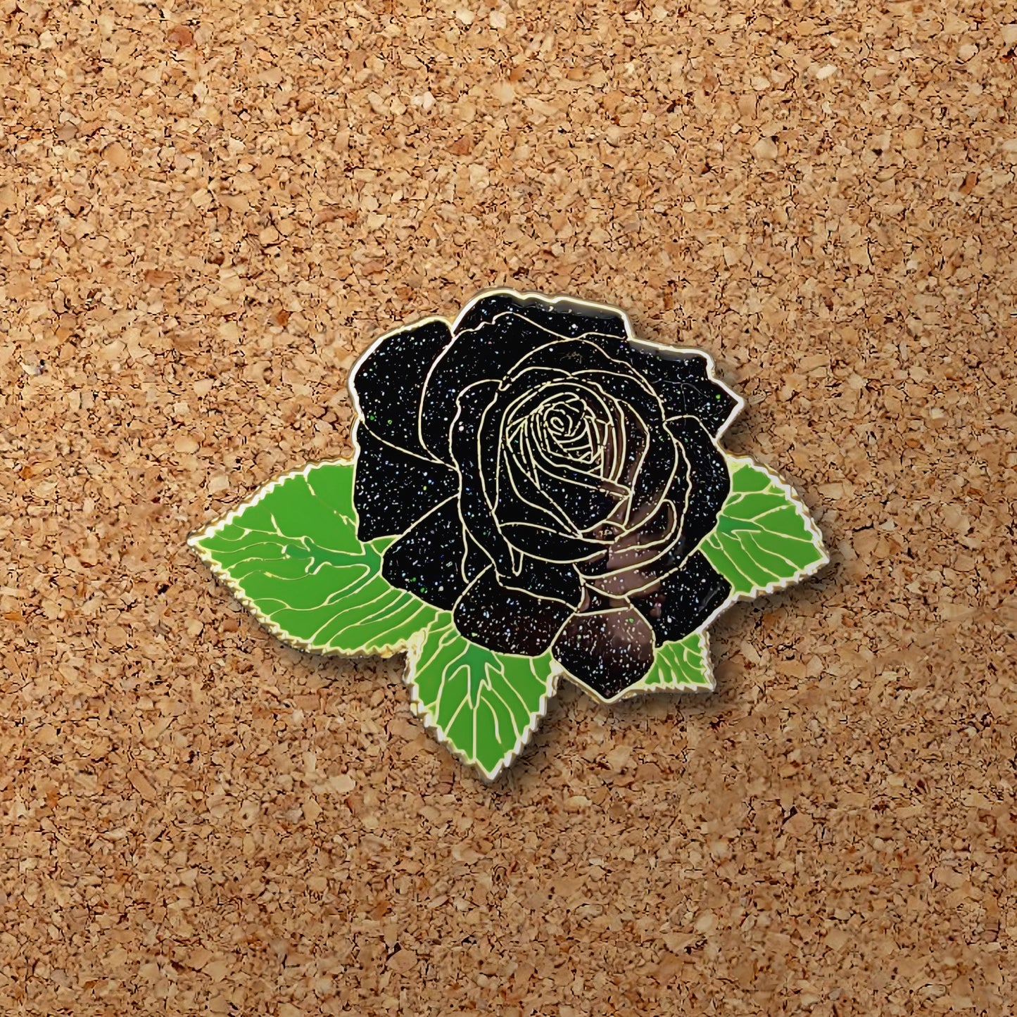Black Rose Blossom Enamel Pin