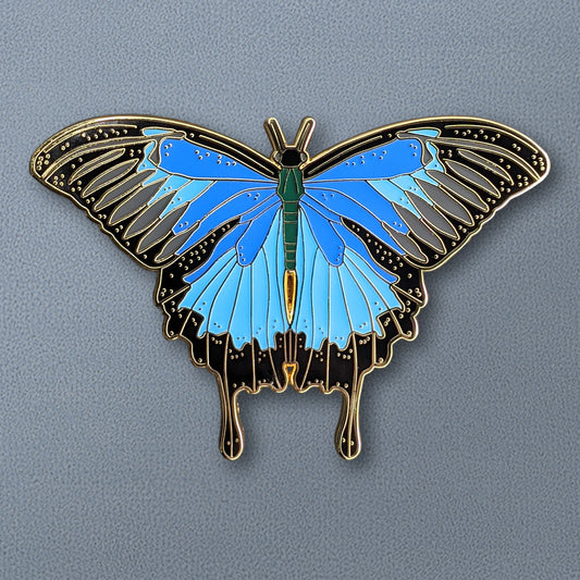Blue Emperor Butterfly Enamel Pin