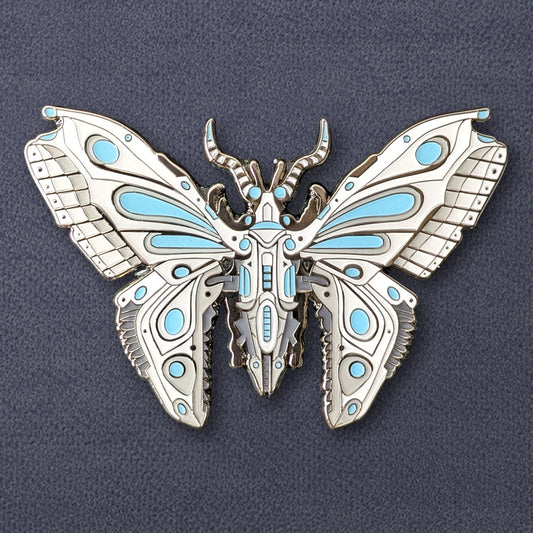 Blue Robot Butterfly Enamel Pin