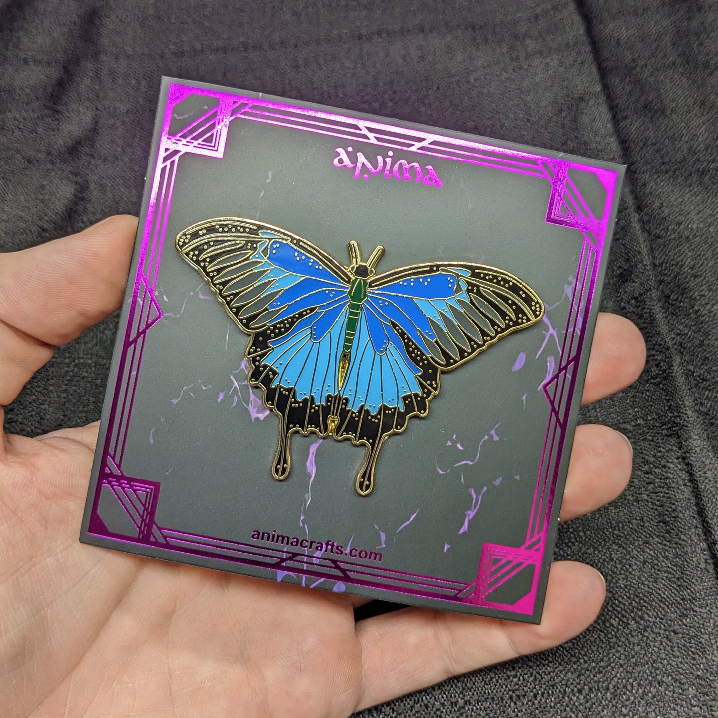 Blue Emperor Butterfly Enamel Pin