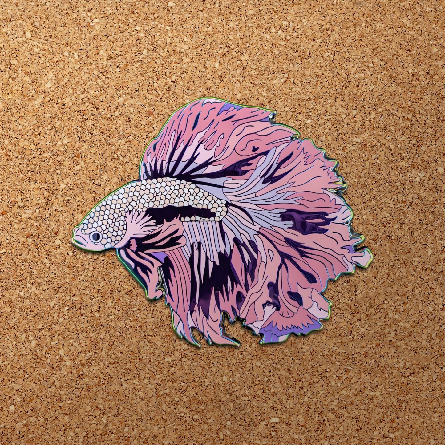 Pink Cloud Betta Fish Enamel Pin