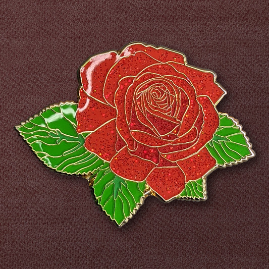 Red Rose Blossom Enamel Pin