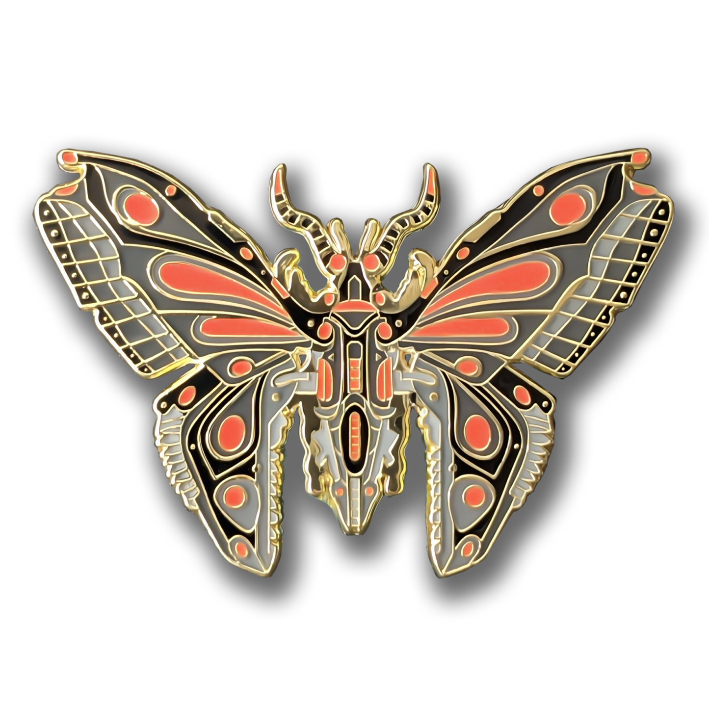 Red Robot Butterfly Enamel Pin
