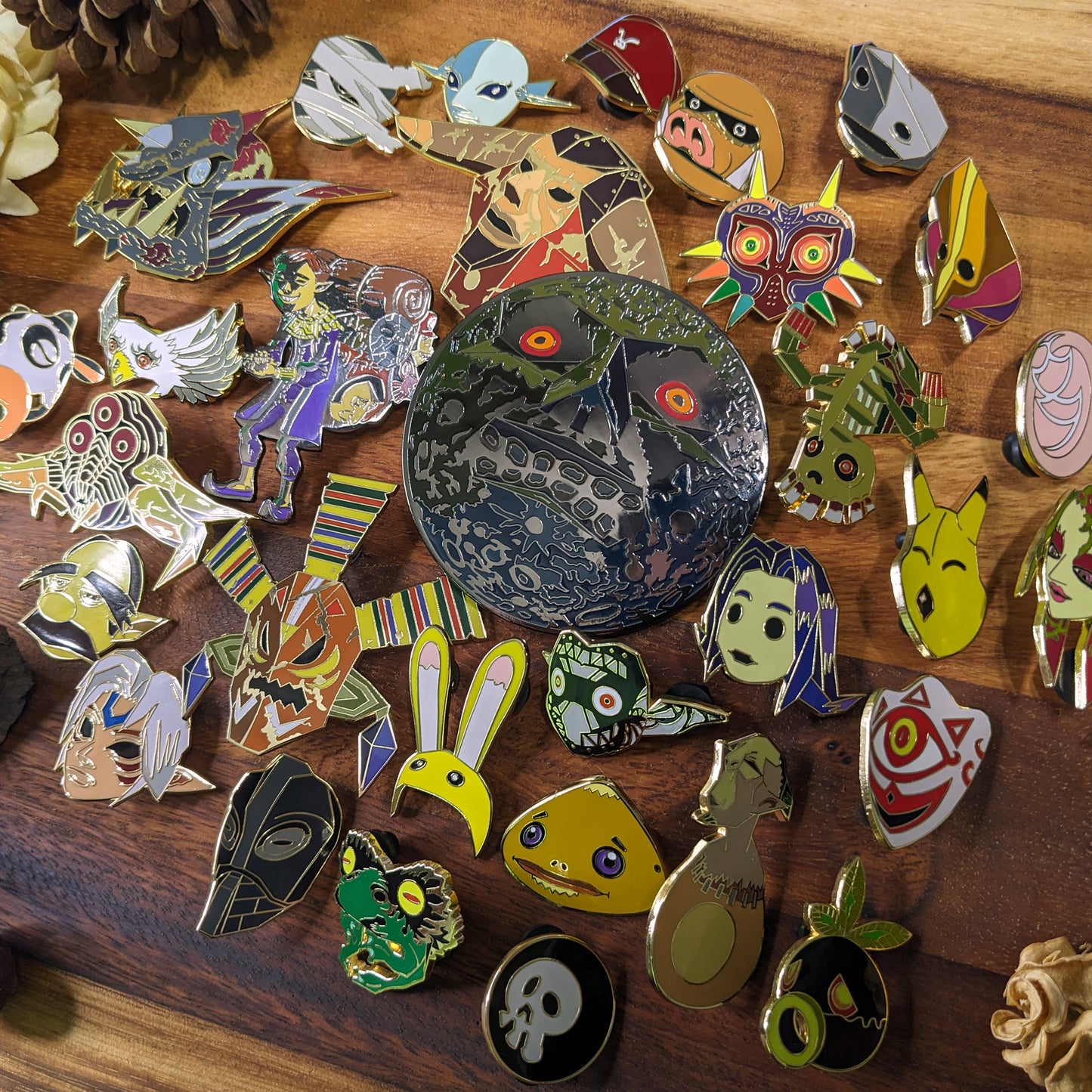 Majora's Mask enamel pin set featuring 25 designs from The Legend of Zelda