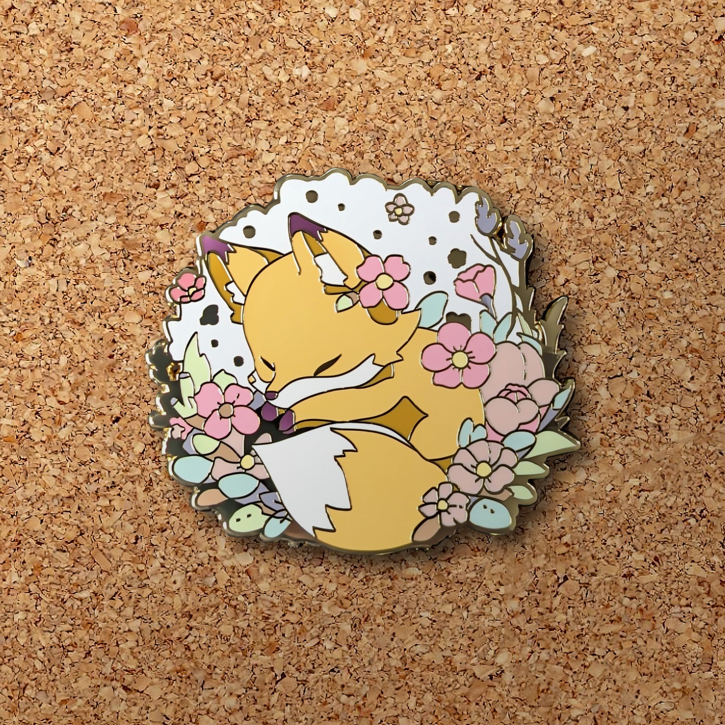 Sleeping Fox Enamel Pin