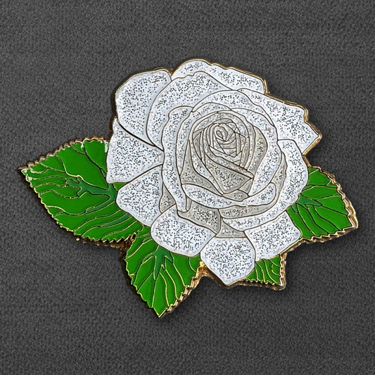 White Rose Blossom Enamel Pin