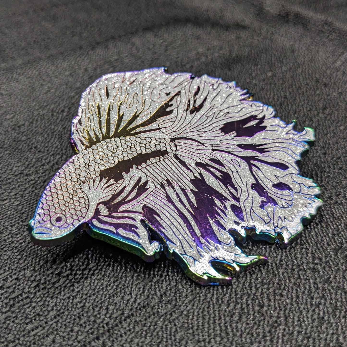 White Pearl Betta Fish Enamel Pin