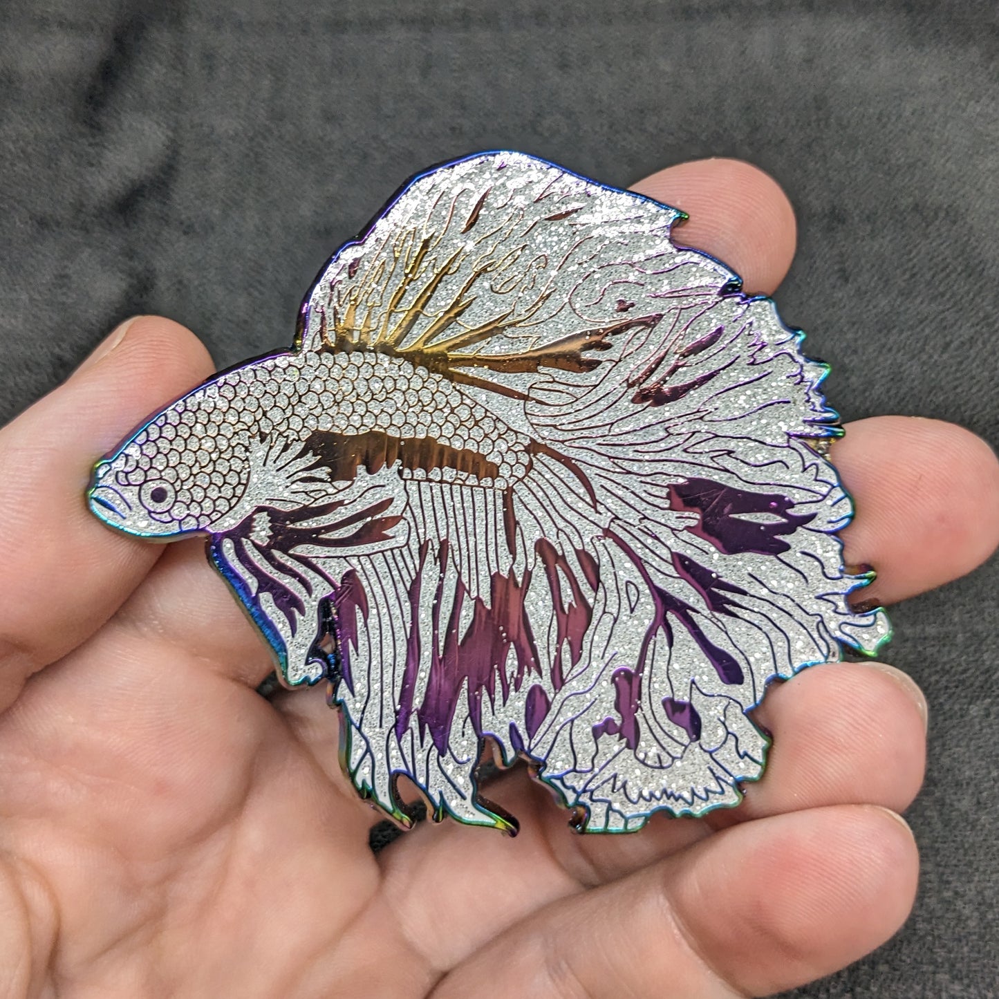 White Pearl Betta Fish Enamel Pin