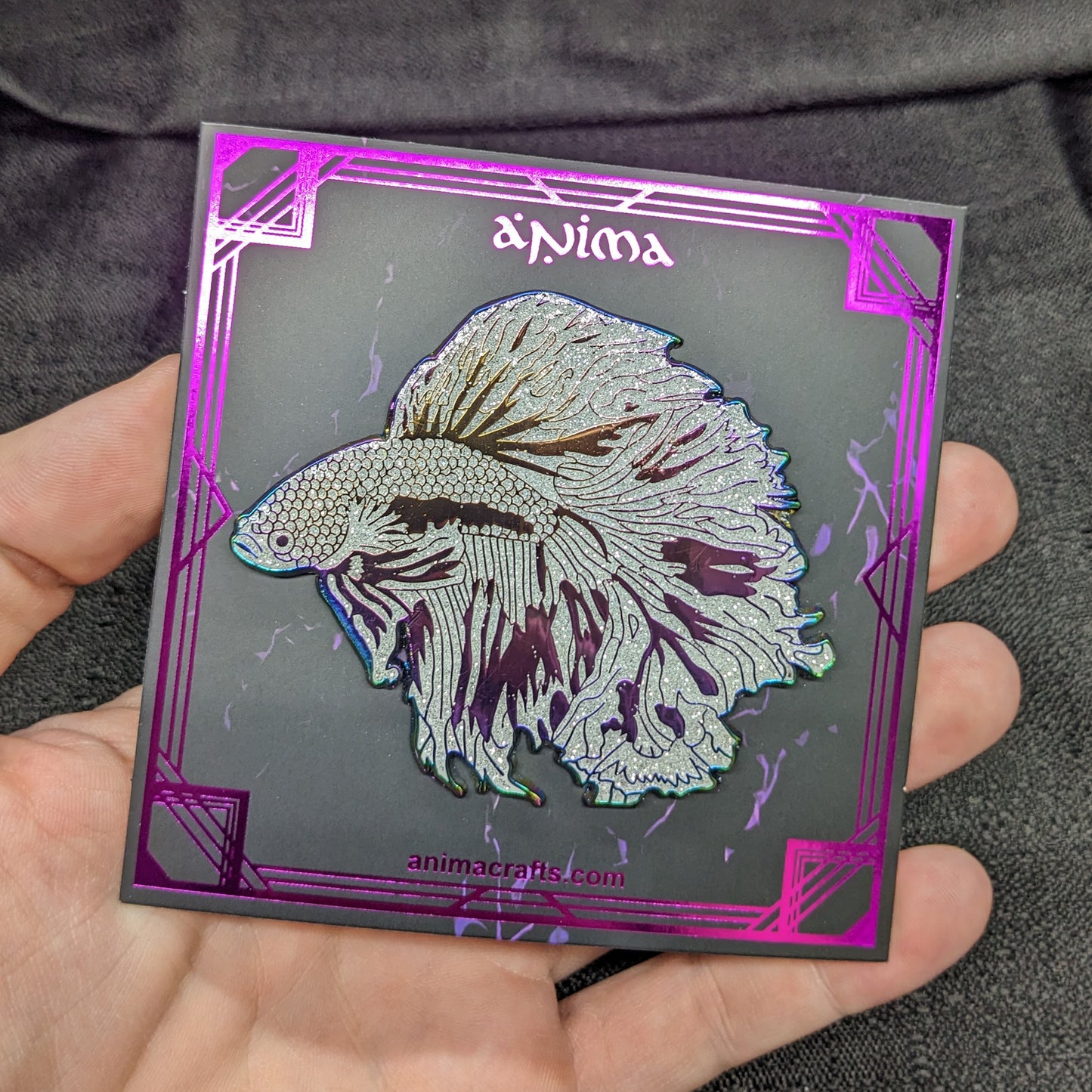 White Pearl Betta Fish Enamel Pin