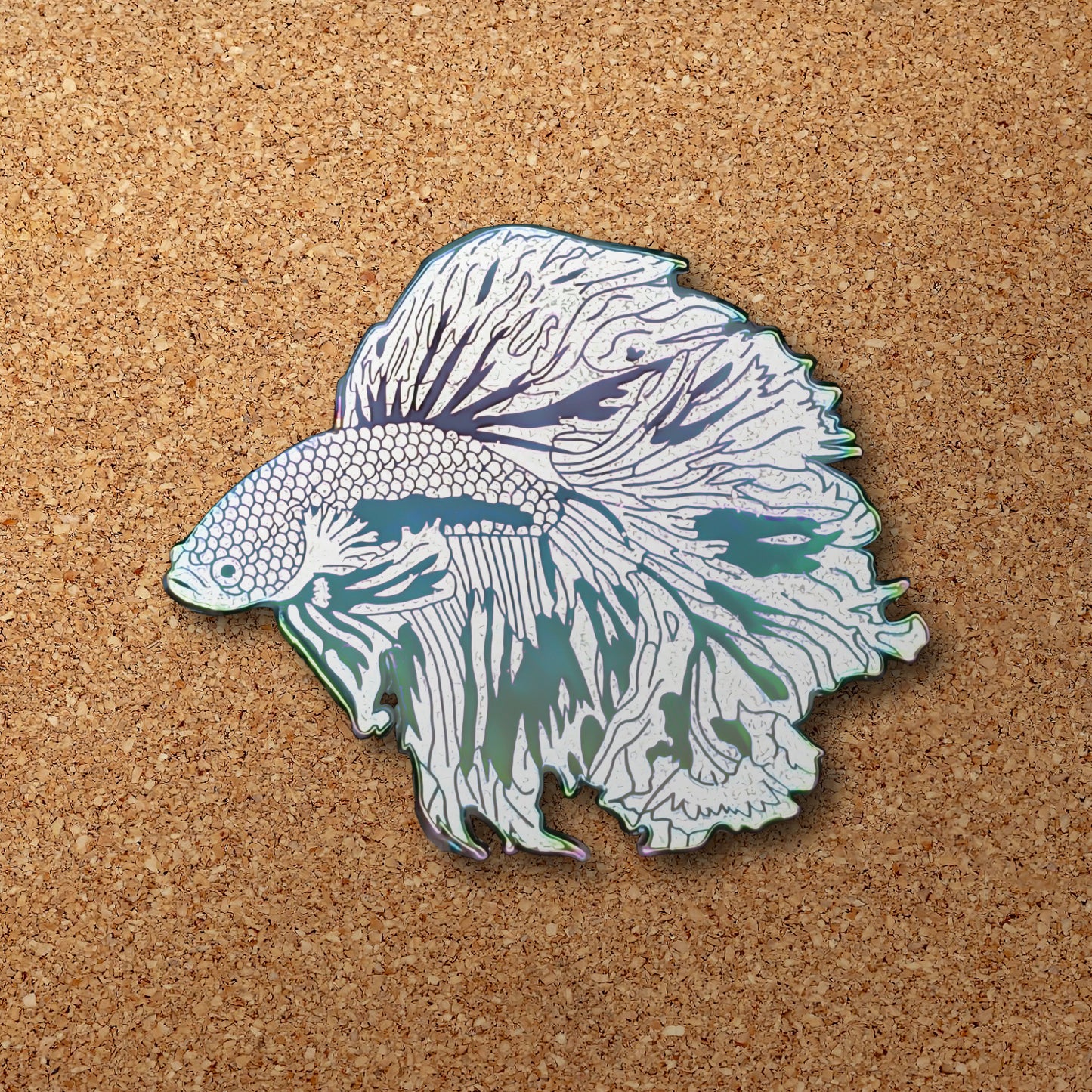 White Pearl Betta Fish Enamel Pin