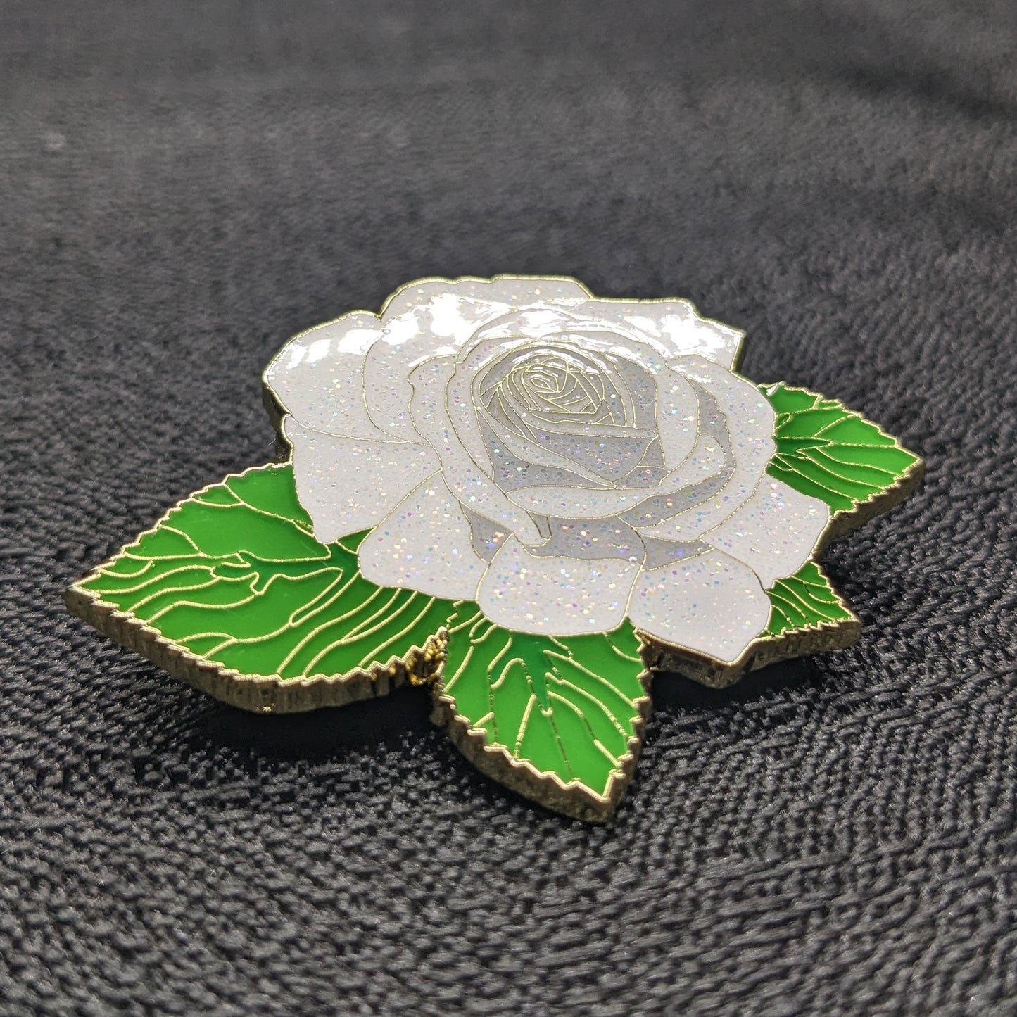 White Rose Blossom Enamel Pin