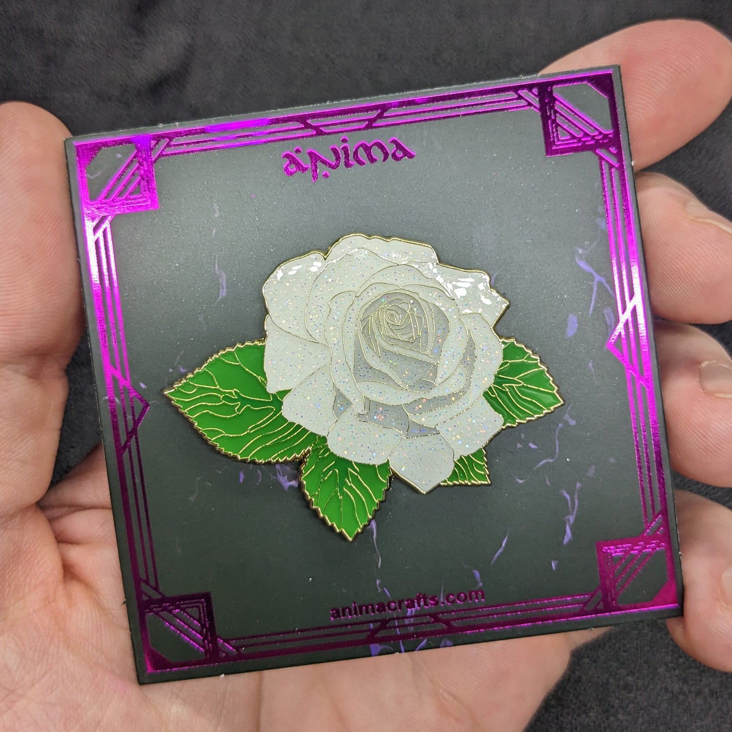 White Rose Blossom Enamel Pin