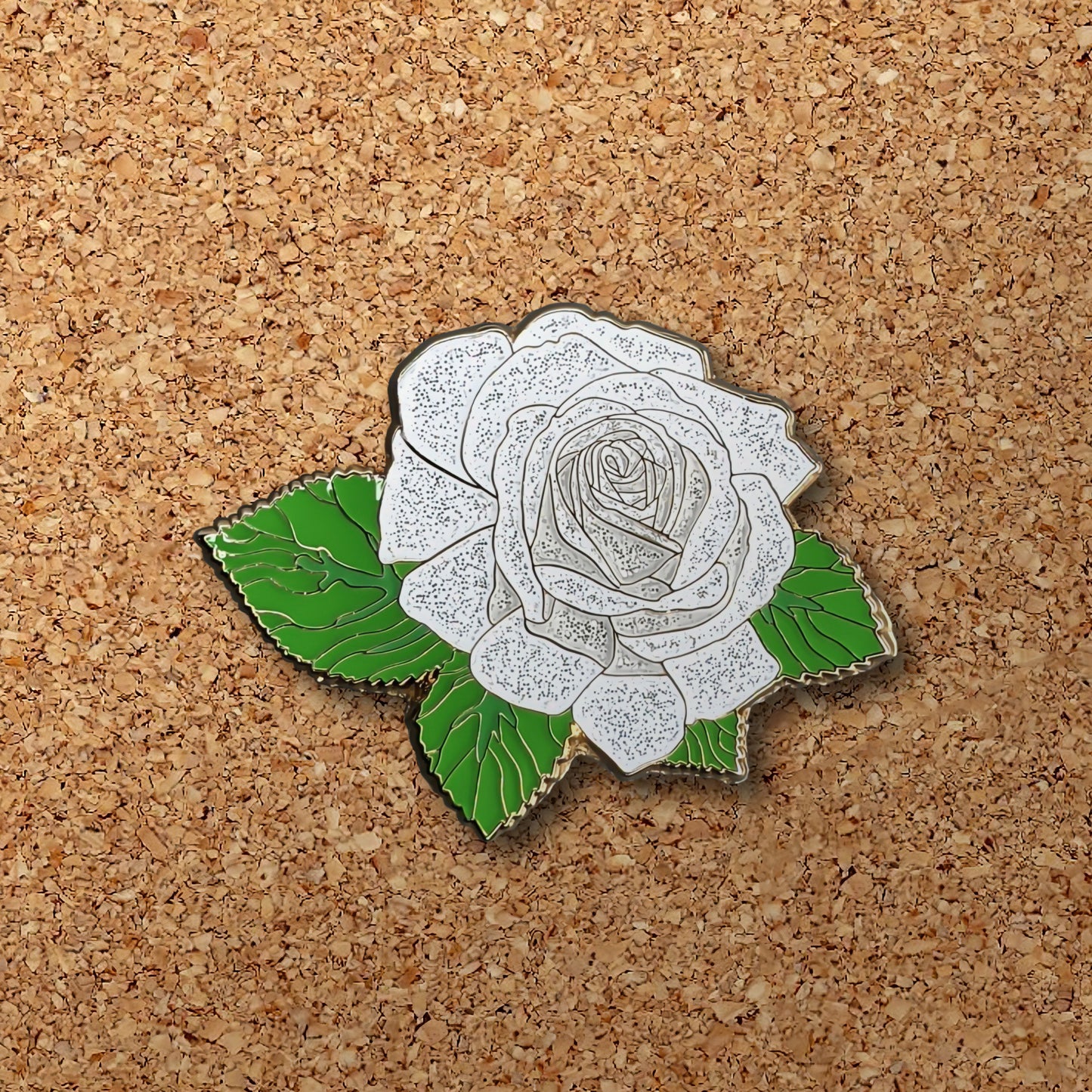 White Rose Blossom Enamel Pin