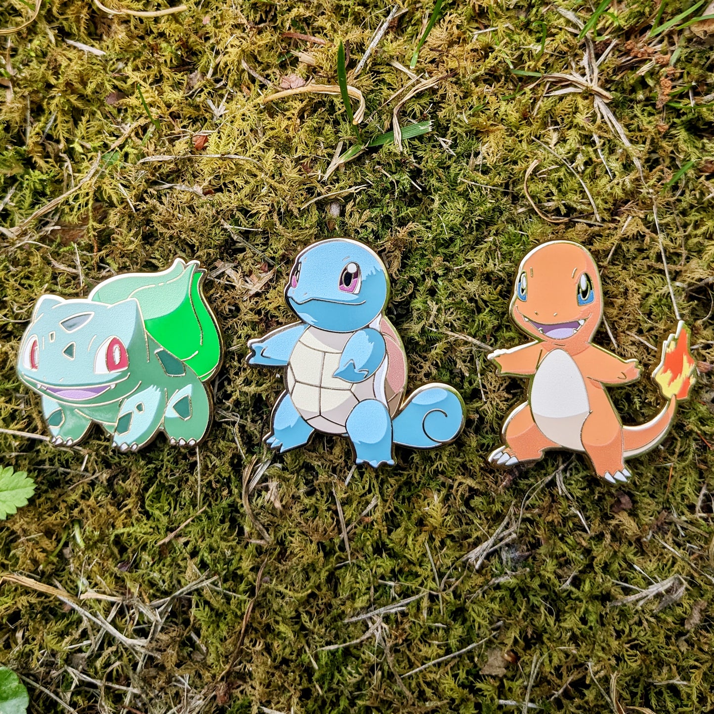 Pokemon Starters Enamel Pins (Bulbasaur, Charmander, Squirtle)