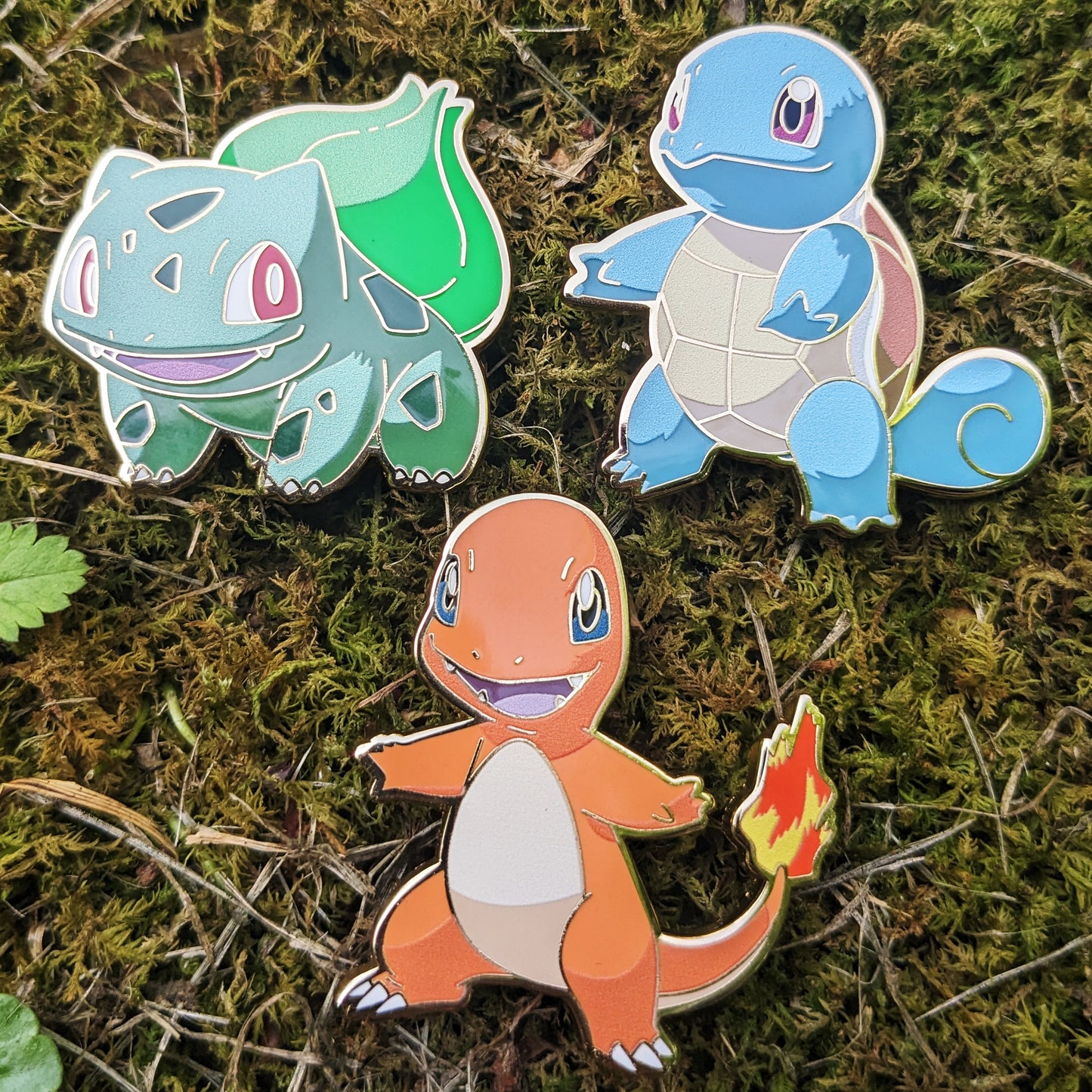 Pokemon Starters Enamel Pins (Bulbasaur, Charmander, Squirtle)