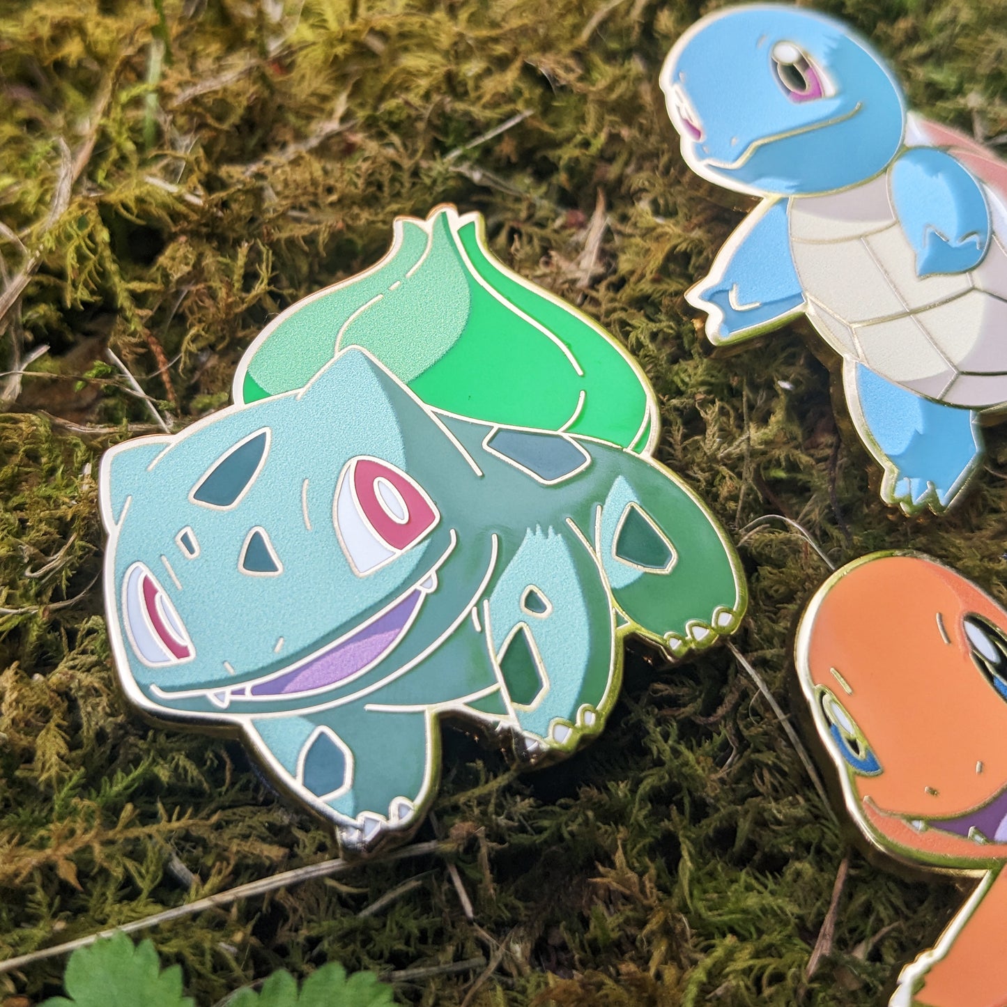 Pokemon Starters Enamel Pins (Bulbasaur, Charmander, Squirtle)