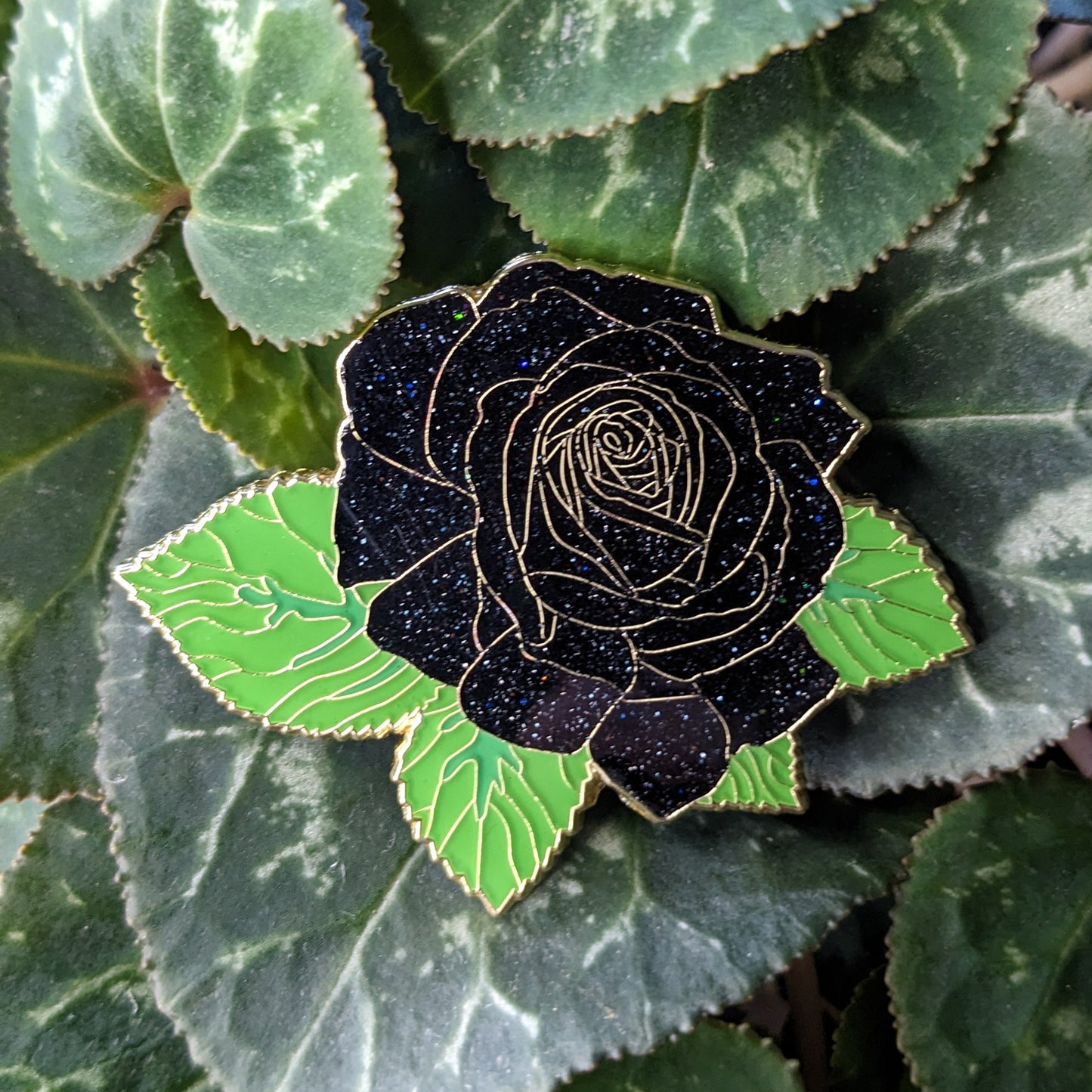 Black Rose Blossom Enamel Pin