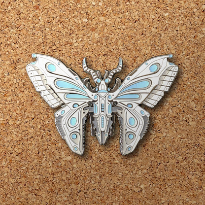 Blue Robot Butterfly Enamel Pin