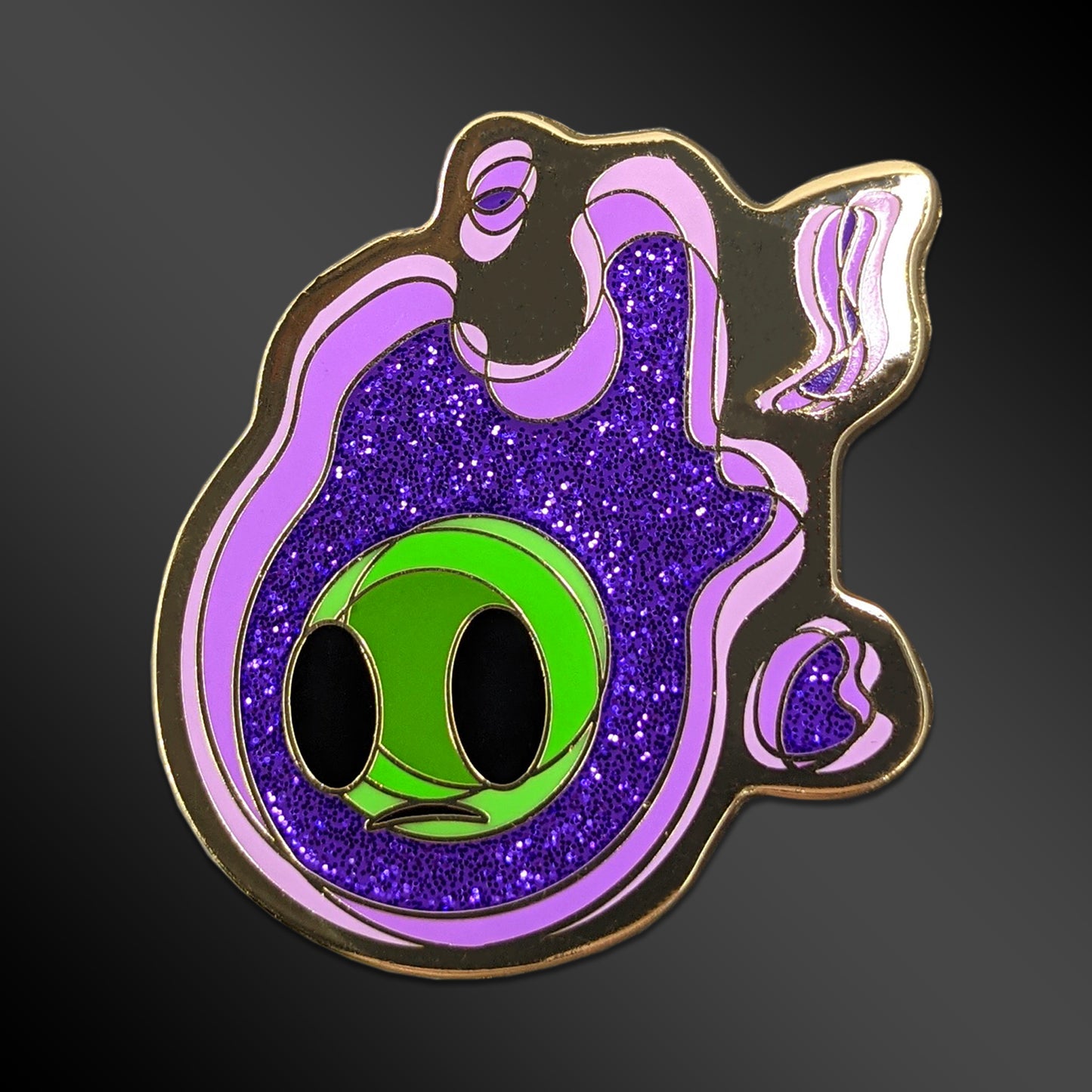 Dark Elemental enamel pin with fantasy creature design
