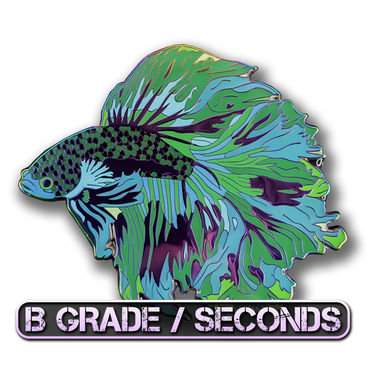 Green Wave Betta Fish Enamel Pin (B Grade)