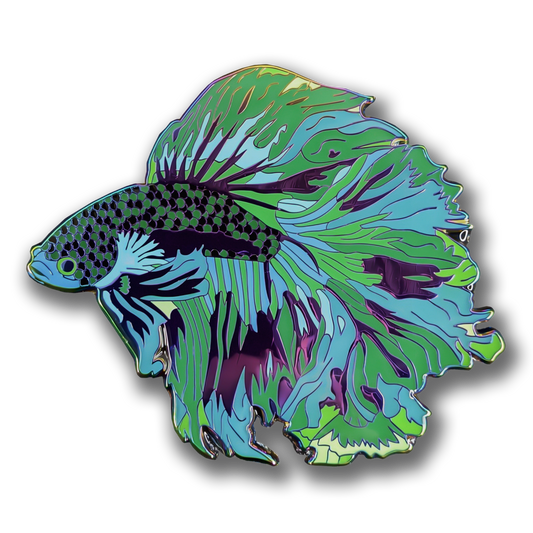 Green Wave Betta Fish Enamel Pin