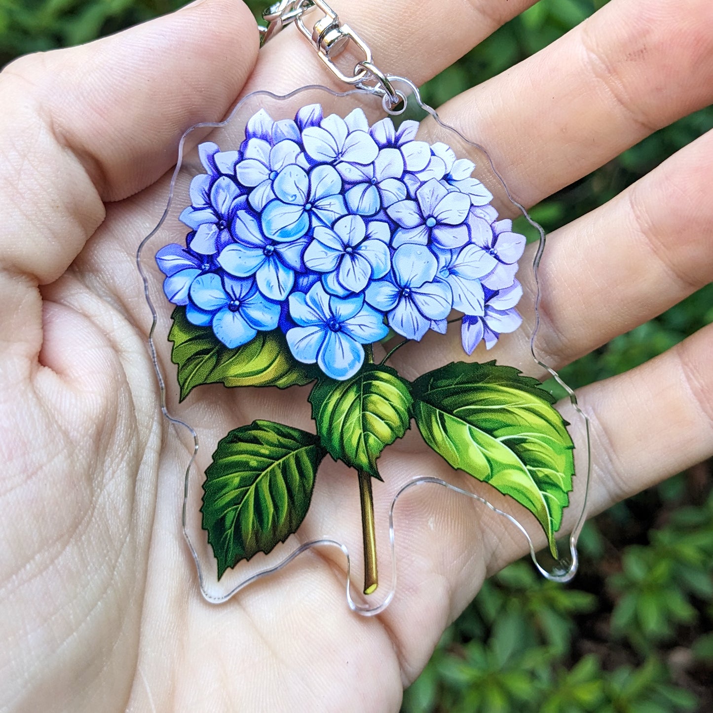 Blue Hydrangea Acrylic Keychain / Charm