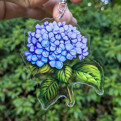 Blue Hydrangea Acrylic Keychain / Charm