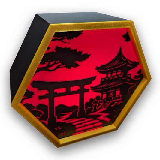 Japanese Temple LED Hex Lamp