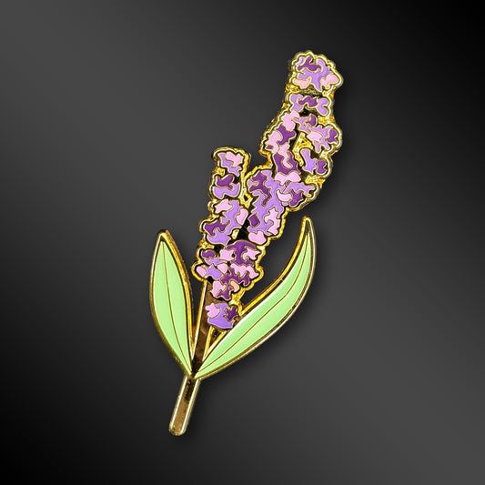 Lavender Sprig enamel pin with botanical design
