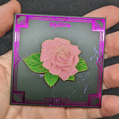 Pink Rose Blossom Enamel Pin