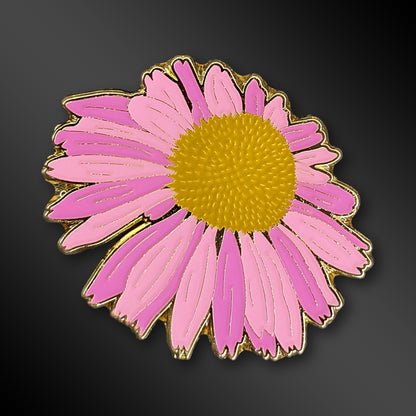 Purple Coneflower enamel pin with botanical design
