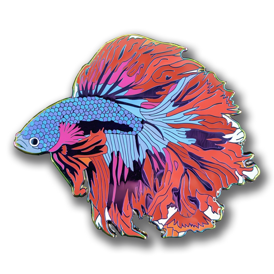 Red Moon Betta Fish Enamel Pin