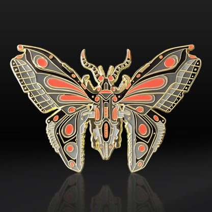 Red Robot Butterfly Enamel Pin