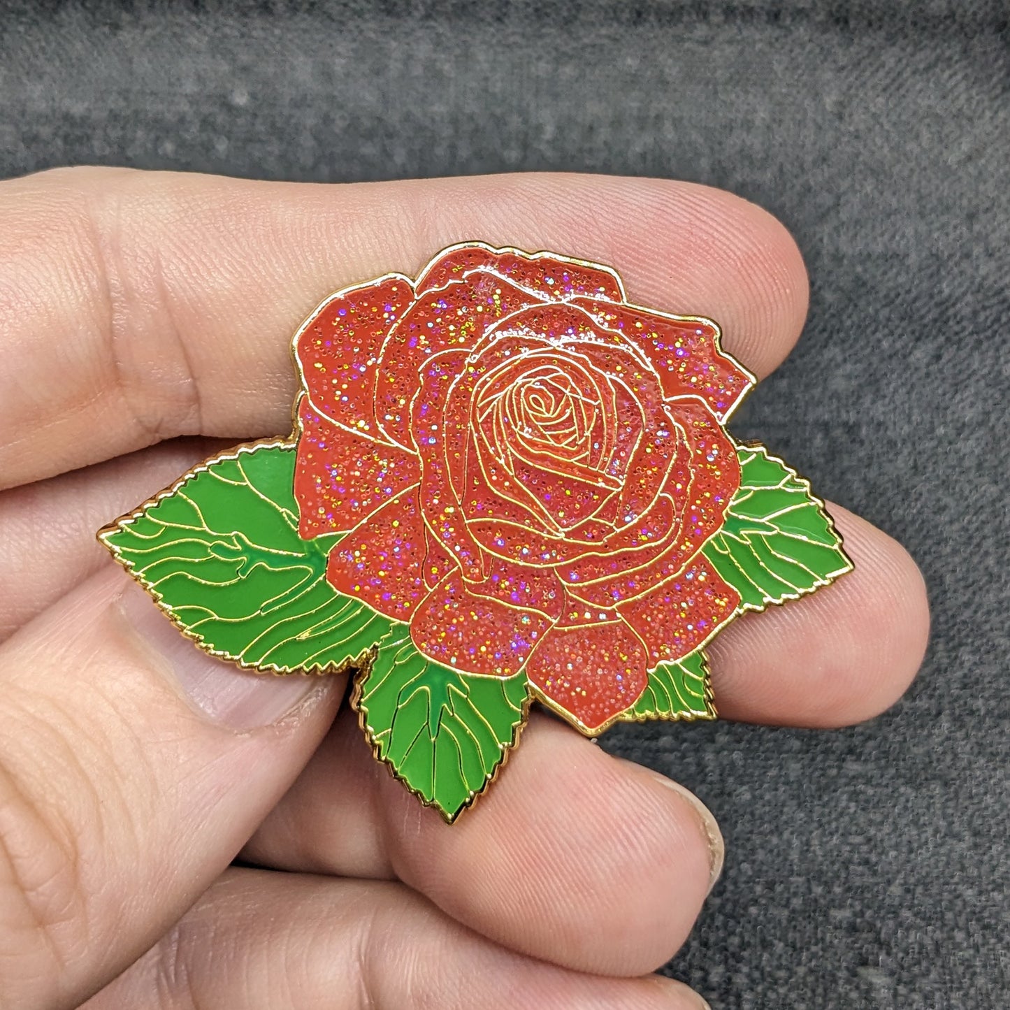 Red Rose Blossom Enamel Pin