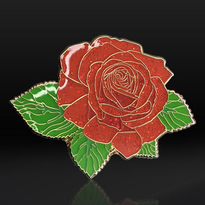 Red Rose Blossom Enamel Pin