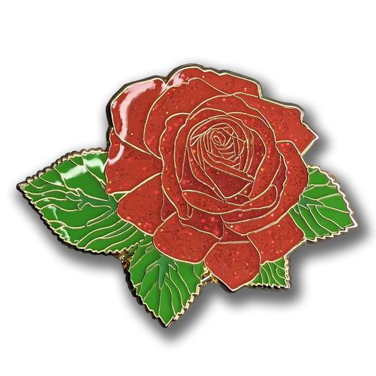 Red Rose Blossom Enamel Pin