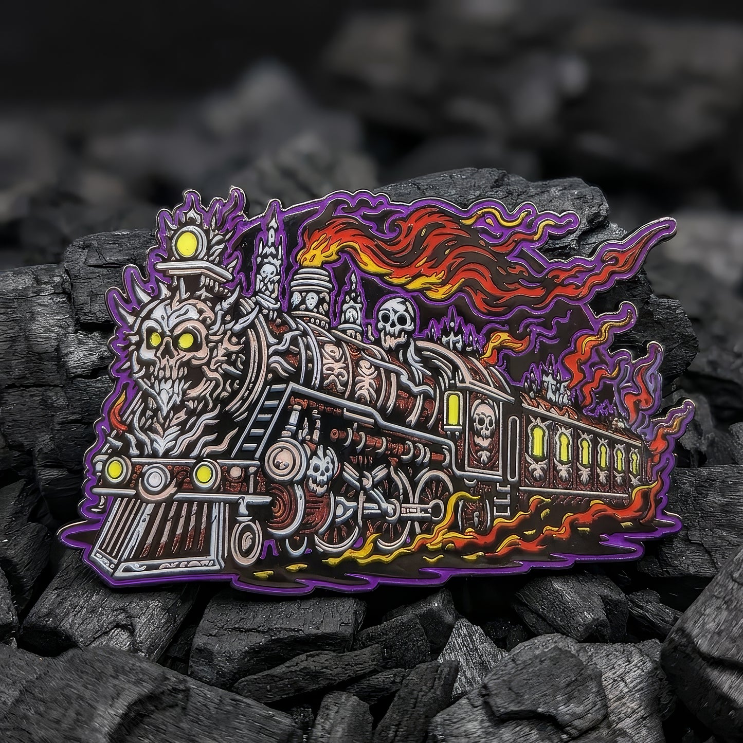 Skull Train Enamel Pin