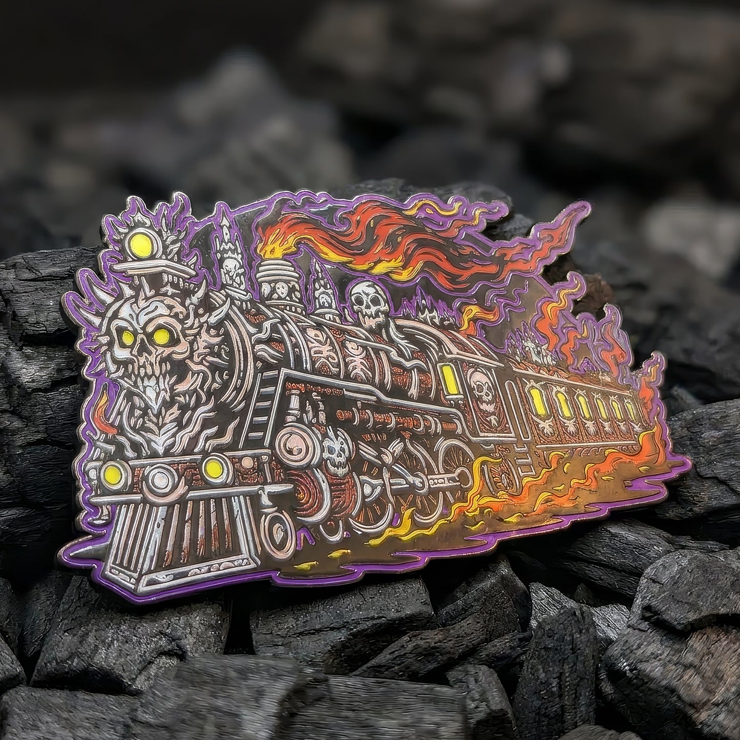 Skull Train Enamel Pin