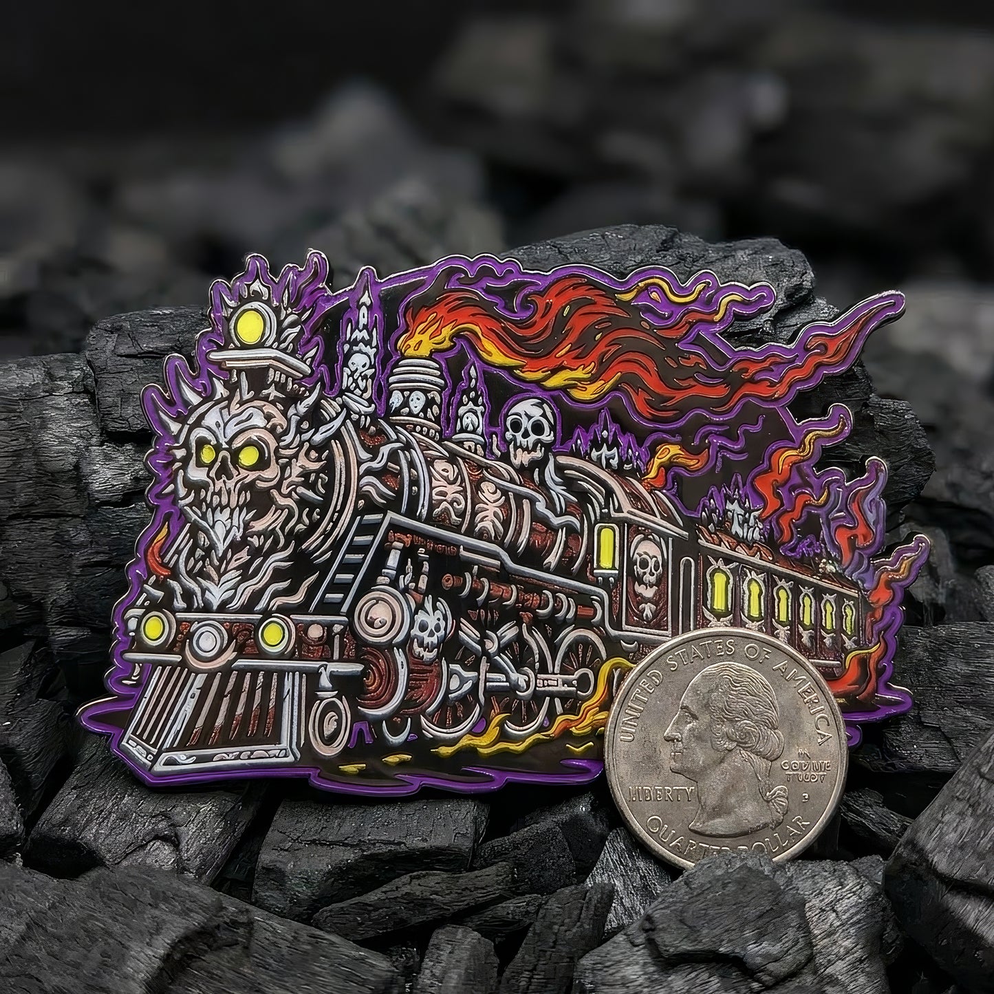 Skull Train Enamel Pin