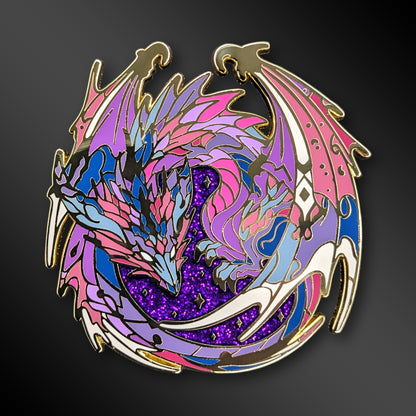 Void dragon enamel pin with fantasy design
