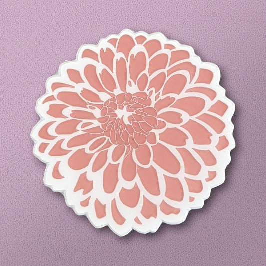 White Dahlia Enamel Pin