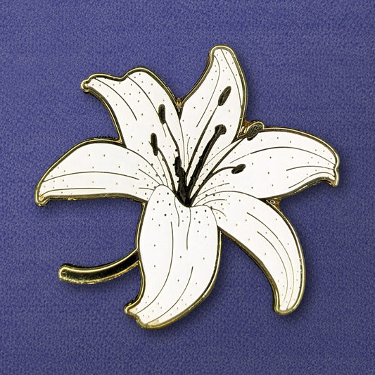 White Lily Enamel Pin