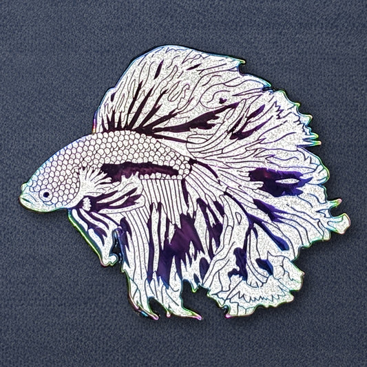 White Pearl Betta Fish Enamel Pin