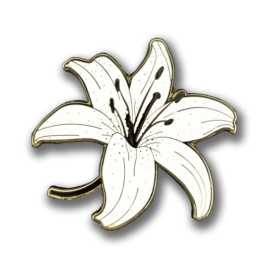 White Lily Enamel Pin