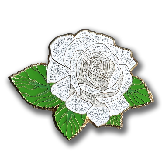 White Rose Blossom Enamel Pin
