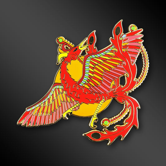 Zhuque Vermilion Bird enamel pin from Four Guardians mythology
